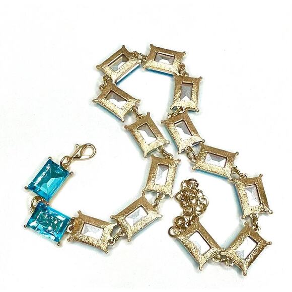 NEW 16" 18" 20" Necklace Chunky Blue Topaz Rhinestone Devil wears M10 - Picture 4 of 4